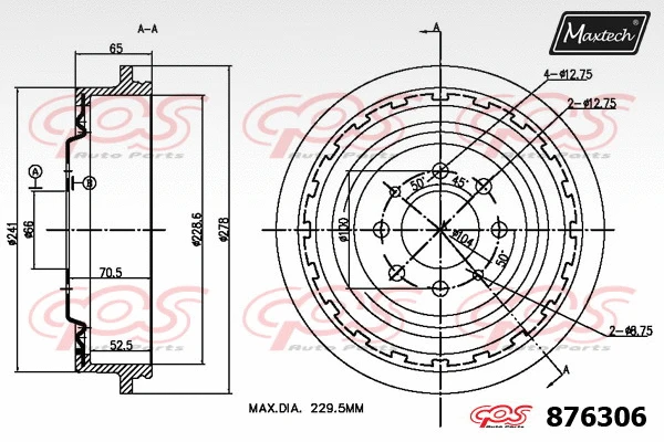 Tambour de frein MAXTECH 876306