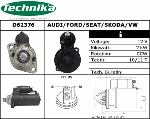 Démarreur Technika D62376