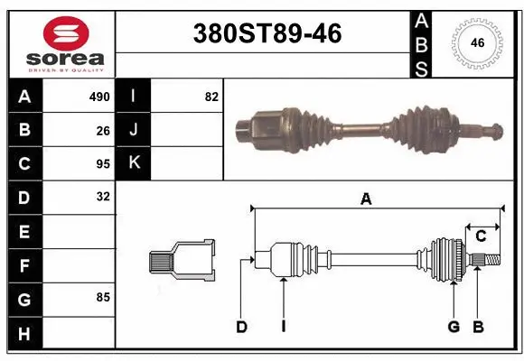 Arbre de transmission STARTCAR 380ST89-46
