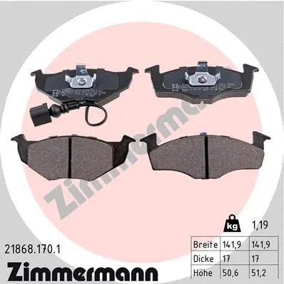 Kit de plaquettes de frein, frein à disque ZIMMERMANN 21868.170.1