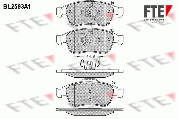 Kit de plaquettes de frein, frein à disque FTE 9010844
