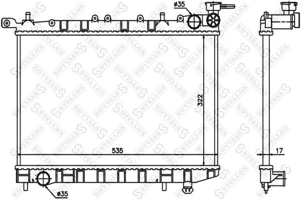 Radiateur, refroidissement du moteur STELLOX 10-25097-SX
