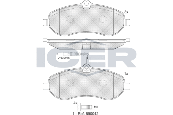 Kit de plaquettes de frein, frein à disque ICER LM1802