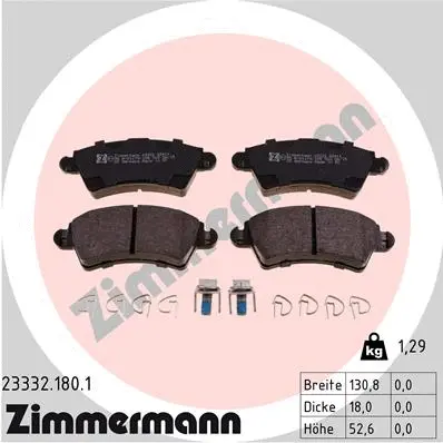 Kit de plaquettes de frein, frein à disque ZIMMERMANN 23332.180.1