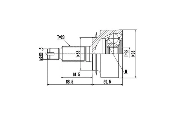 Jeu de joints, arbre de transmission DYNAMATRIX DCV823034