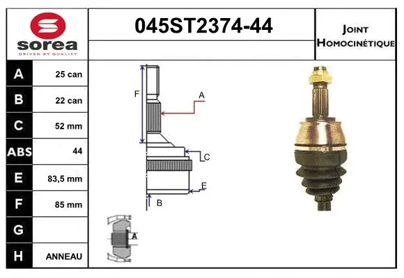 Jeu de joints, arbre de transmission STARTCAR 045ST2374-44