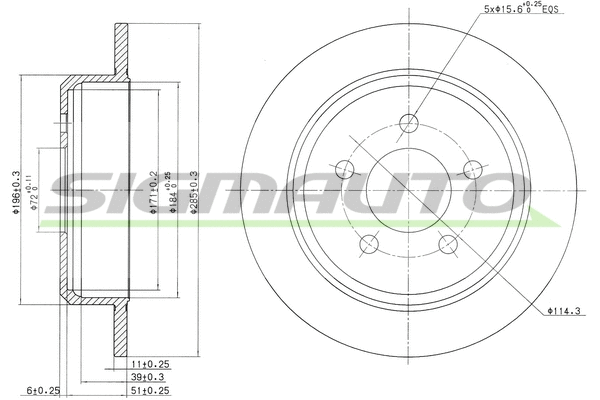 Disque de frein SIGMAUTO DBB186S