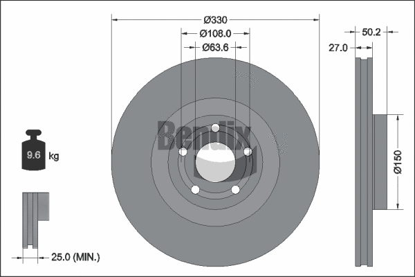 Disque de frein BENDIX Braking BDS2322HC