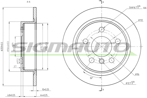 Disque de frein SIGMAUTO DBC656S
