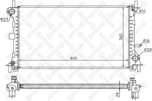 Radiateur, refroidissement du moteur STELLOX 10-25159-SX