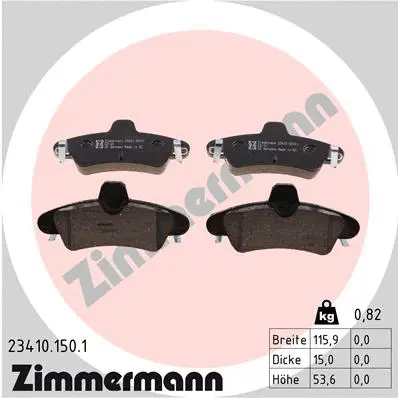 Kit de plaquettes de frein, frein à disque ZIMMERMANN 23410.150.1