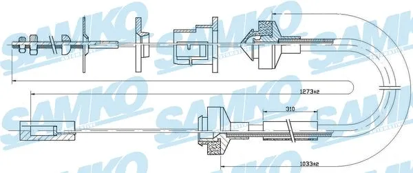 Tirette à câble, commande d'embrayage SAMKO C0145C