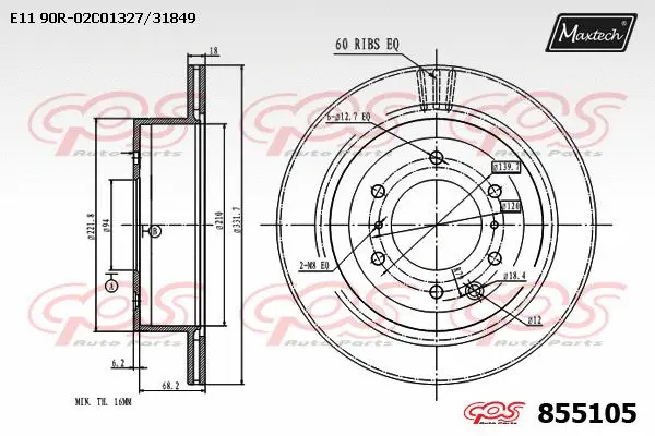 Disque de frein MAXTECH 855105