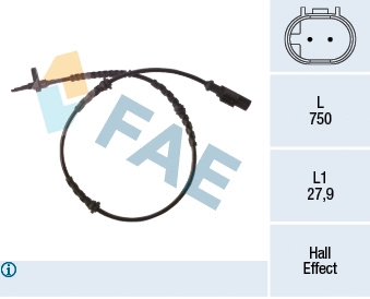 Capteur, vitesse de roue FAE 78265