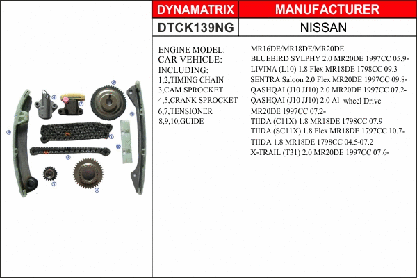 Kit de distribution par chaîne DYNAMATRIX DTCK139NG