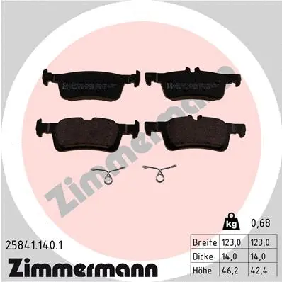 Kit de plaquettes de frein, frein à disque ZIMMERMANN 25841.140.1