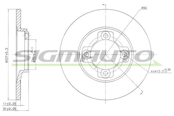 Disque de frein SIGMAUTO DBA113S