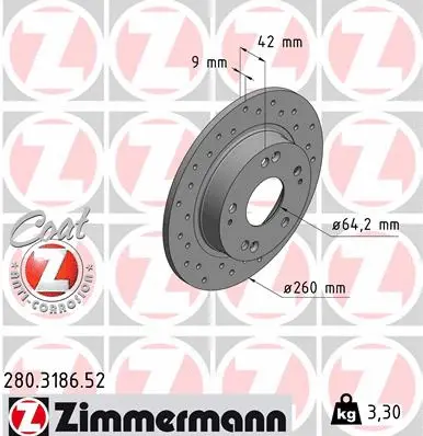 Disque de frein ZIMMERMANN 280.3186.52
