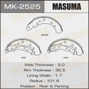 Jeu de mâchoires de frein MASUMA MK-2525