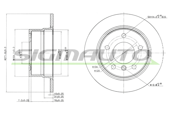 Disque de frein SIGMAUTO DBB028S