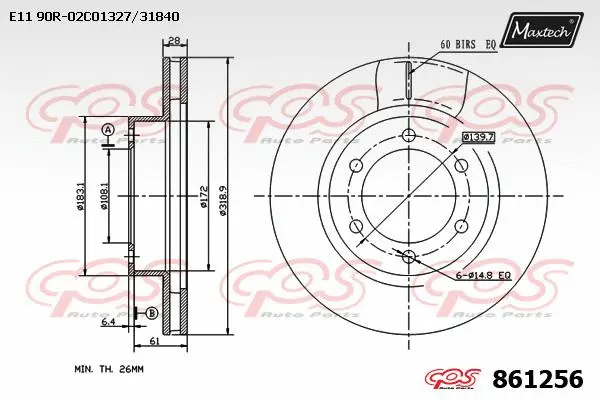 Disque de frein MAXTECH 861256