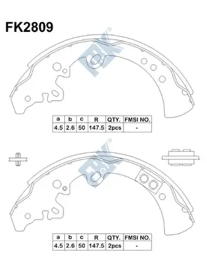 Jeu de mâchoires de frein FBK FK2809