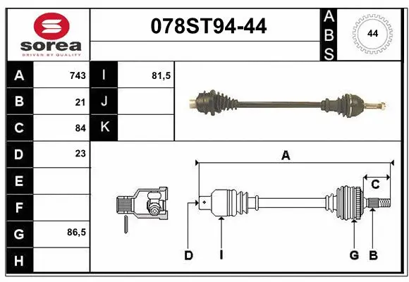 Arbre de transmission STARTCAR 078ST94-44
