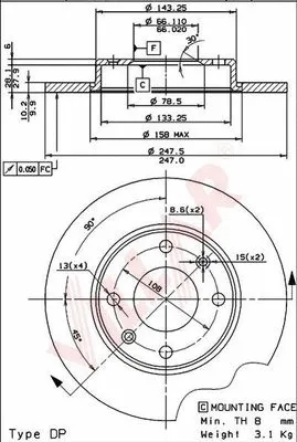 Disque de frein VILLAR 628.0254