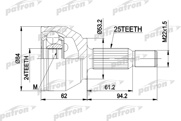 Jeu de joints, arbre de transmission PATRON PCV1511