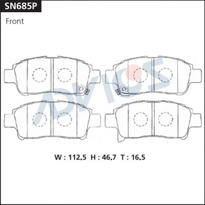 Kit de plaquettes de frein, frein à disque ADVICS SN685P