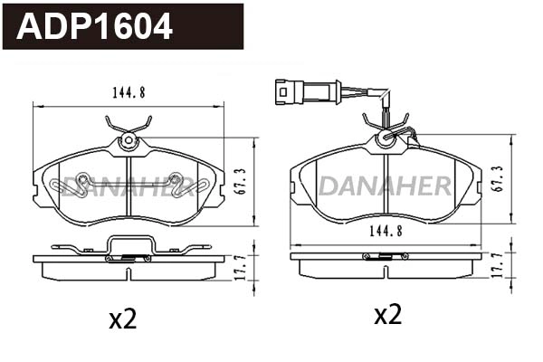 Kit de plaquettes de frein, frein à disque DANAHER ADP1604