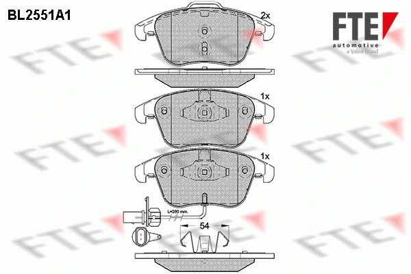 Kit de plaquettes de frein, frein à disque FTE 9010804