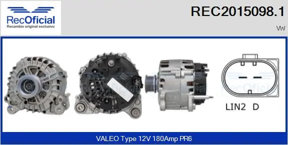 Alternateur RECOFICIAL REC2015098.1