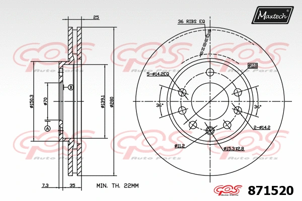 Disque de frein MAXTECH 871520