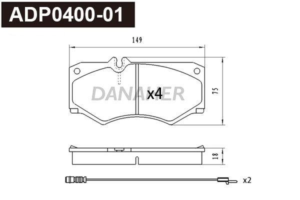 Kit de plaquettes de frein, frein à disque DANAHER ADP0400-01