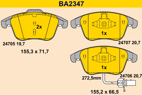 Kit de plaquettes de frein, frein à disque BARUM BA2347