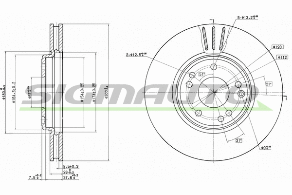 Disque de frein SIGMAUTO DBA268V