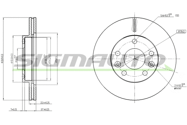 Disque de frein SIGMAUTO DBC078V