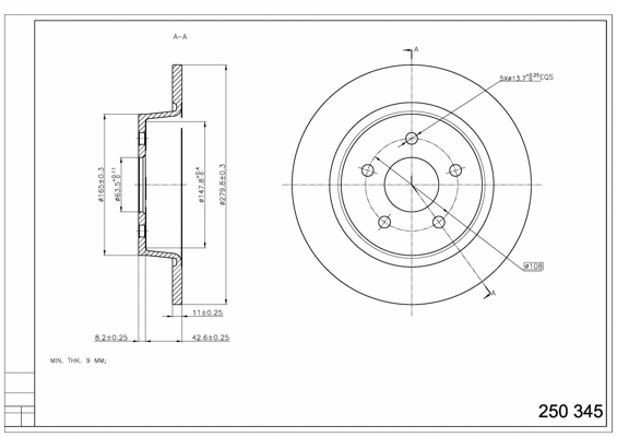 Disque de frein HART 250 345
