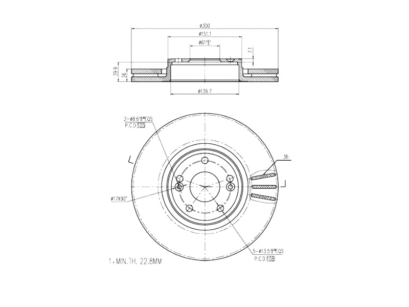 Disque de frein A.Z. Meisterteile AZMT-44-024-1118