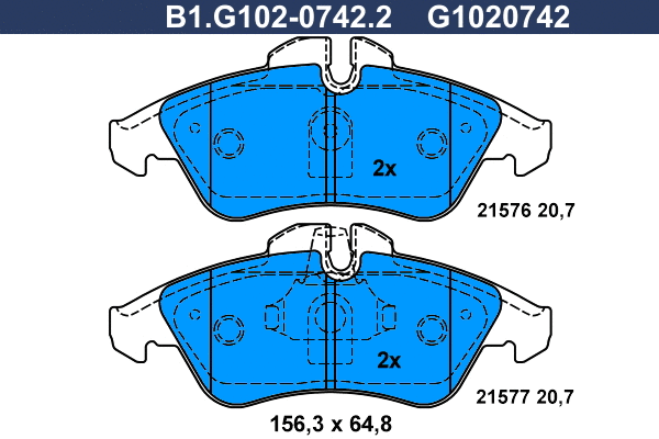 Kit de plaquettes de frein, frein à disque GALFER B1.G102-0742.2