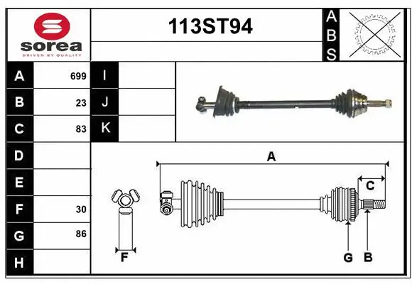 Arbre de transmission STARTCAR 113ST94