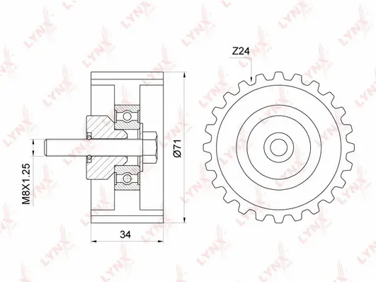 Poulie renvoi/transmission, courroie crantée LYNXAUTO PB-3131