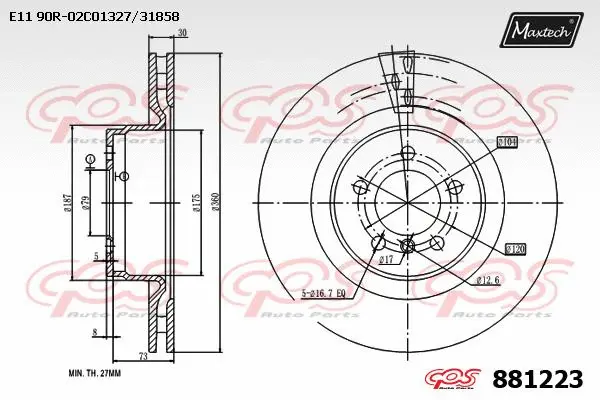 Disque de frein MAXTECH 881223