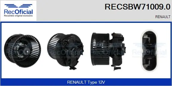 Pulseur d'air habitacle RECOFICIAL RECSBW71009.0