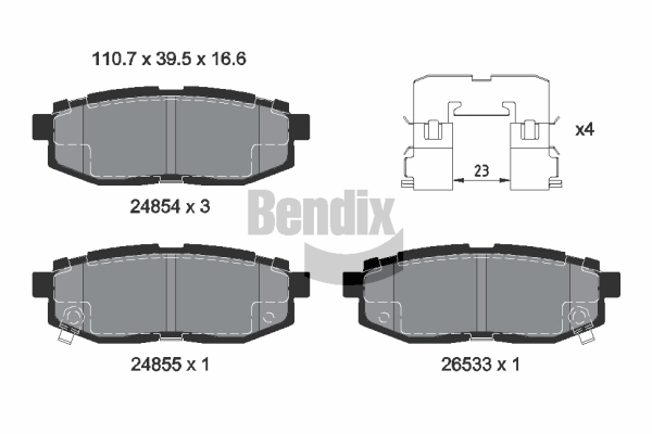 Kit de plaquettes de frein, frein à disque BENDIX Braking BPD2201