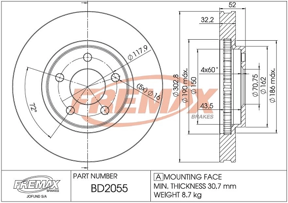 Disque de frein FREMAX BD-2055