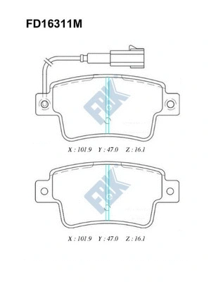 Kit de plaquettes de frein, frein à disque FBK FD16311M