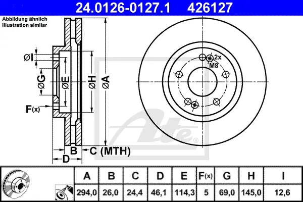 Disque de frein ATE-APAC 24.0126-0127.1