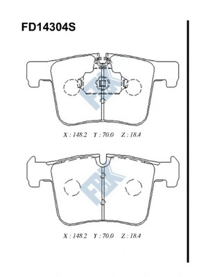 Kit de plaquettes de frein, frein à disque FBK FD14304S